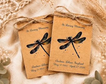 DRAGONFLY Memorial Seed Packet Favors | Celebration of Life Funeral