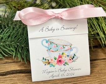 Baby Shower Tea Favors | Stacked Teacups | a Baby is Brewing