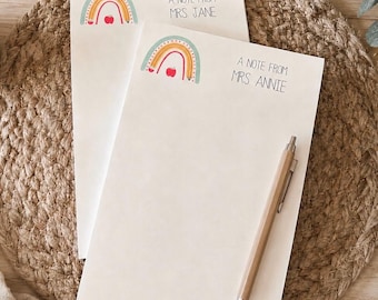 Pencil Rainbow Teacher Notepad, Note Pad Personalized Gift