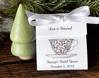 Elegant Christmas Bridal Shower Tea Favors , Festive Holiday Tea Packets