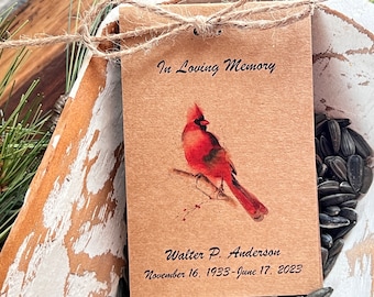 Cardinal Memorial Seeds Favor for Funeral | Card Personalized Celebration of Life Funeral Bereavement Cards Flower Seed Packets