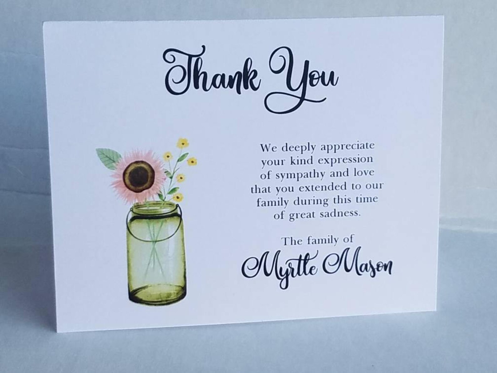 Sunflower Sympathy Thank You Note Cards personalized and Etsy