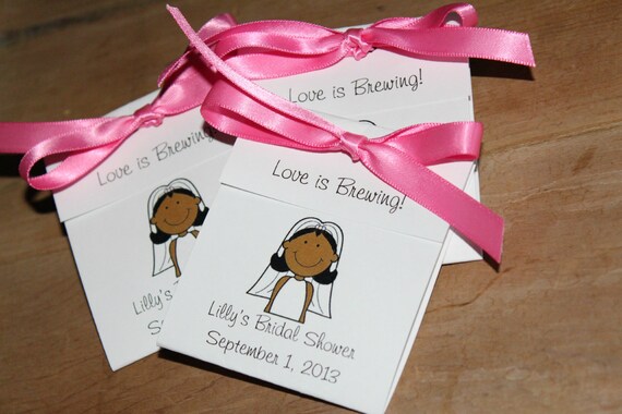 African American Bride Cartoon Personalized Tea Bag Favors Etsy