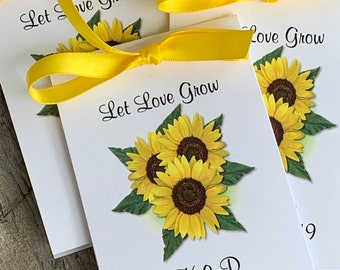 Beautiful Personalized Sunflower Trio  Bridal Shower Wedding Shower Birthday Anniversary Sunflowers Seeds Party Favors Seed Packets