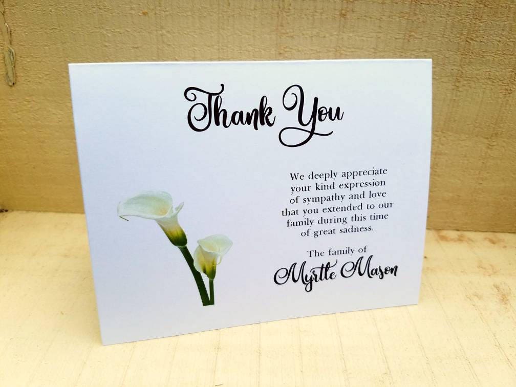 Calla Lily Sympathy Thank You Notes Cards for Sympathy ...