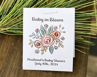 Mini BABY IN BLOOM Flower Seed Favors for Baby Sprinkle or Baby Shower. Sunflowers or Wildflowers