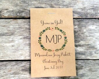 Monogram Baptism Flower Seed Favors