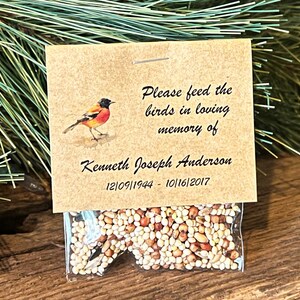 Robin Bird Food Funeral Favors | Feed the Birds | Celebration of Life Memorial packet | Bereavement Packets bird seed bild 4