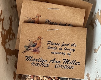 24 Bird seed Funeral Favors | Feed the Birds | Celebration of Life Memorial packet | Bereavement Packets | Mourning Dove bird food