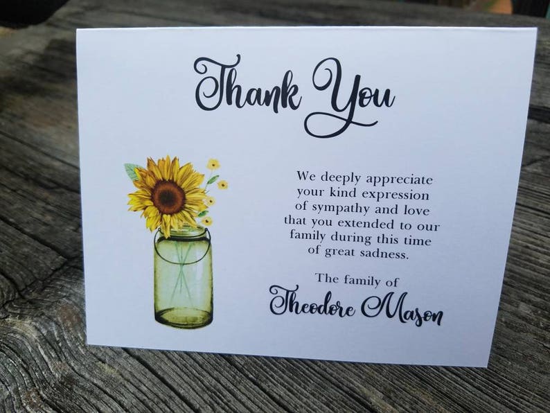 Sympathy acknowledgement cards funeral thank you and