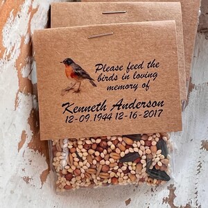 Robin Bird Food Funeral Favors | Feed the Birds | Celebration of Life Memorial packet | Bereavement Packets bird seed bild 3