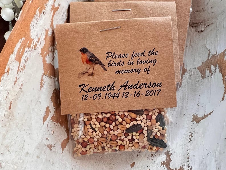 Robin Bird Food Funeral Favors | Feed the Birds | Celebration of Life Memorial packet | Bereavement Packets bird seed bild 3