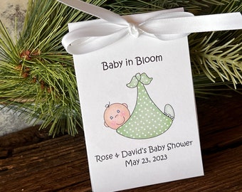 Baby Shower Favors Seed Packets Favors , Baby in Sling Baby Sprinkle Flower Seeds Party Favors , Cute for boy or girl or neutral