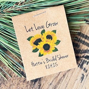 MINI Wedding Favors Bridal Shower Favors Sunflowers Seeds Let Love Grow Birthday Flower Seed Packets Shabby Chic Rustic Cute & Little