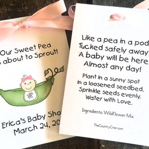 Baby Shower Favors , Sweet Pea Themed Favors , Flower Seed Packets Wildflowers or Sunflower Seeds image 6