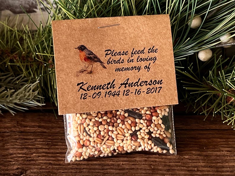 Robin Bird Food Funeral Favors | Feed the Birds | Celebration of Life Memorial packet | Bereavement Packets bird seed bild 6