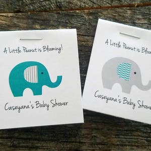 Personalized MINI Elephant Baby Shower Party Flower Seeds Packet Favors Gray and Teal Blue Wildflower Seed Cute Little Favors image 1