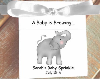 ELEPHANT Tea Bag Favors for Baby Shower | Tea Party Favors for Baby Sprinkle Baby Boy or Baby Girl