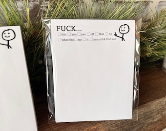 F*ck This That Funny Notepad, 50 Pages of Pure Entertainment" Hilarious Note Pad -stick figure Middle finger