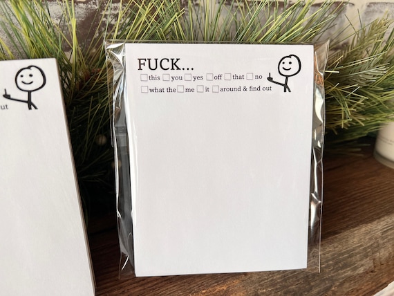 F*ck This That Funny Notepad, 50 Pages of Pure Entertainment" Hilarious Note Pad -stick figure Middle finger
