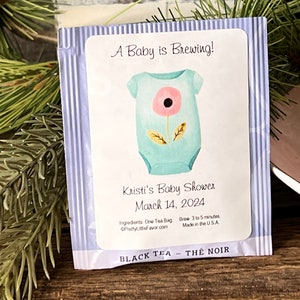 Baby Shower Favors | Tea Bag Packets | Baby Outfit | Foil Tea for Baby Sprinkle