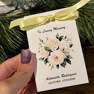 MEMORIAL Favors | Cream White Rose Bouquet | Funeral Favor | Celebration of Life | Bereavement Flower Packets