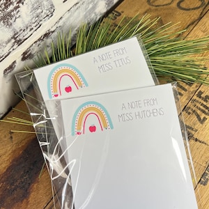 Teacher Notepad, Note Pad Personalized Teacher Gift, Rainbow Pencil