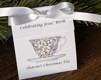 Elegant Christmas Bridal Shower Tea Favors , Festive Holiday Tea Packets