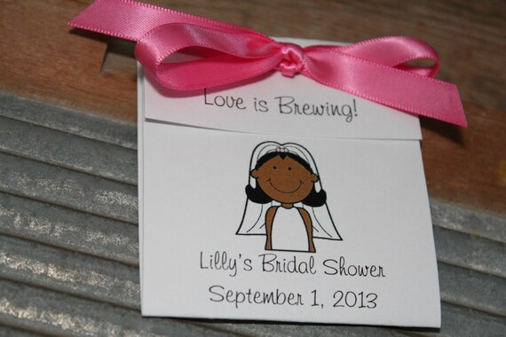 African American Bride Cartoon Personalized Tea Bag Favors Etsy