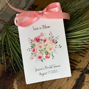 Wedding Shower Favors | Flower Seed Packets | Boho Pink Cream Flowers Love is in Bloom for Wedding Shower