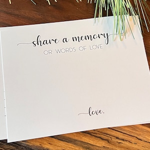 Share a Memory Card , PRINTED , for Funeral Service