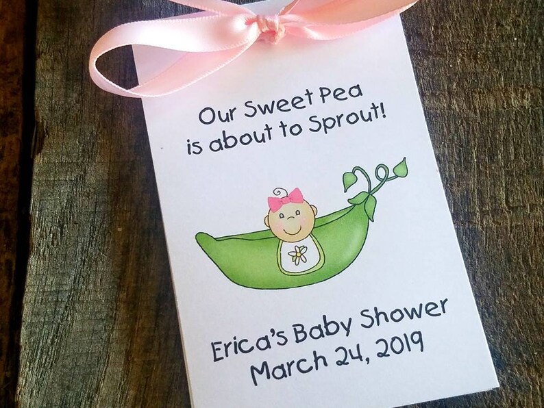 Baby Shower Favors , Sweet Pea Themed Favors , Flower Seed Packets Wildflowers or Sunflower Seeds image 2