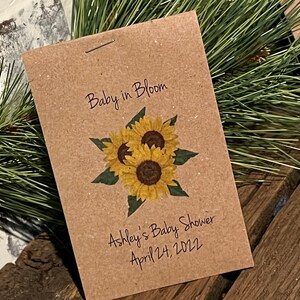 Baby in Bloom Baby Shower Favors , Sunflower Seed Packets ,Sunflower seed favors , Couples Shower Baby Sprinkle Baby Blooming Shower Favors