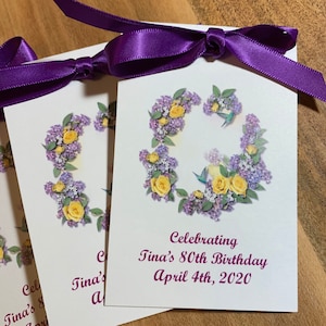 Yellow Rose and Lilacs Floral Flower Seed Packets Party Favors for Birthday Anniversary Favors Bridal Shower Favors Rehearsal dinner