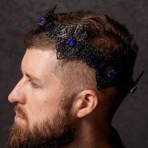 Black Crown,King Crown,Gothic Crown,Halloween Crown,Party Crown,Rhinestones Crown,Crystal Crown,Black Men&#39;s Crown,Men&#39;s Crown