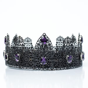 Violet Black Crown,King Crown,Gothic Crown,Halloween Crown,Party Crown,Rhinestones Crown,Crystal Crown,Black Men&#39;s Crown,Men&#39;s Crown