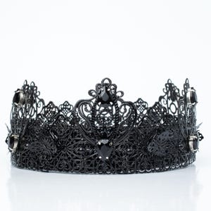 Crystal  Black Crown,King Crown,Gothic Crown,Halloween Crown,Party Crown,Rhinestones Crown,Crystal Crown,Black Men&#39;s Crown,Men&#39;s Crown