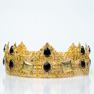 Black Crystal  Gold Crown,King Crown,Royal Crown,Halloween Crown,Party Crown,Rhinestones Crown,Crystal Crown,Gold Men&#39;s Crown,Men&#39;s Crown