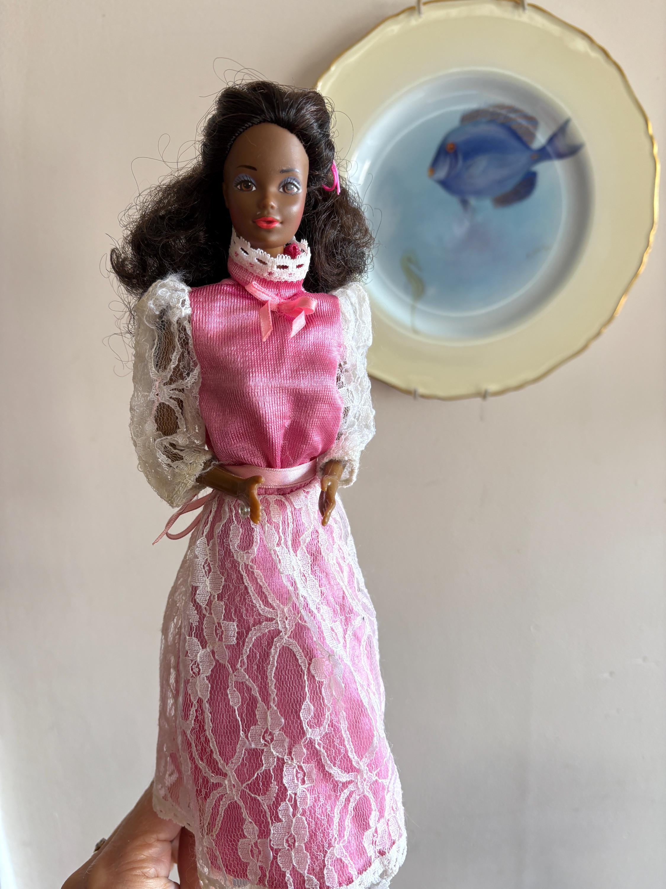 1984 Vintage Mattel AA Heart Family Mom, Pretty AA Barbie, Steffie