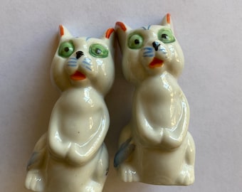 Salière et poivrière chat vintage souvenir de Santa Monica, cuisine du milieu du siècle