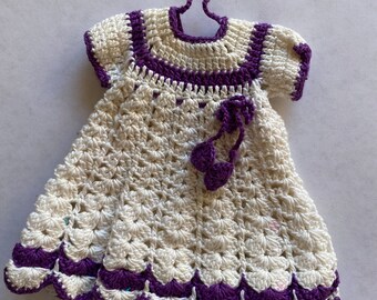 Vintage Adorable Crochet Dress Potholder or Doily