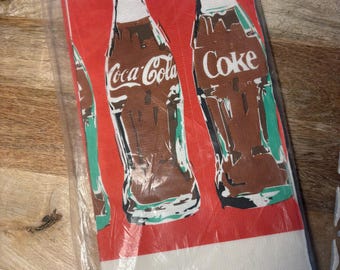 Vintage Paper Coca-Cola Disposable Table Cloth 54" x 102" Hallmark 1993