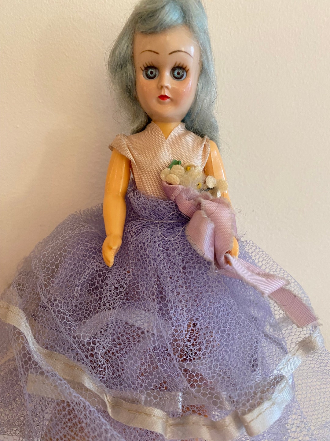 Vintage Plastic Doll With Piercing Blue Open & Shut Eyes Blue Etsy