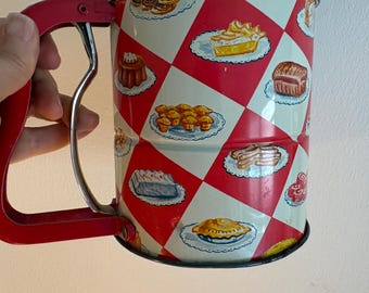 Vintage Mid Century Tin Litho Flour Sifter