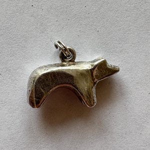 Vintage Sterling Silver  Bear Charm, Signed B A H, Bear Fetish
