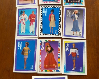 Vintage Barbie Collector Cards Set of 10, 1980's Barbie Fashions, Trading Cards,  Fun Facts