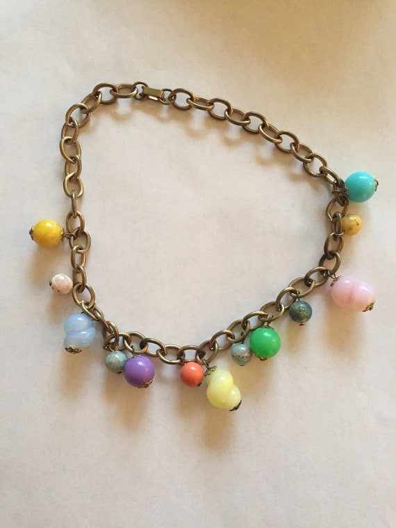 Vintage Dangling Bead Choker Necklace 