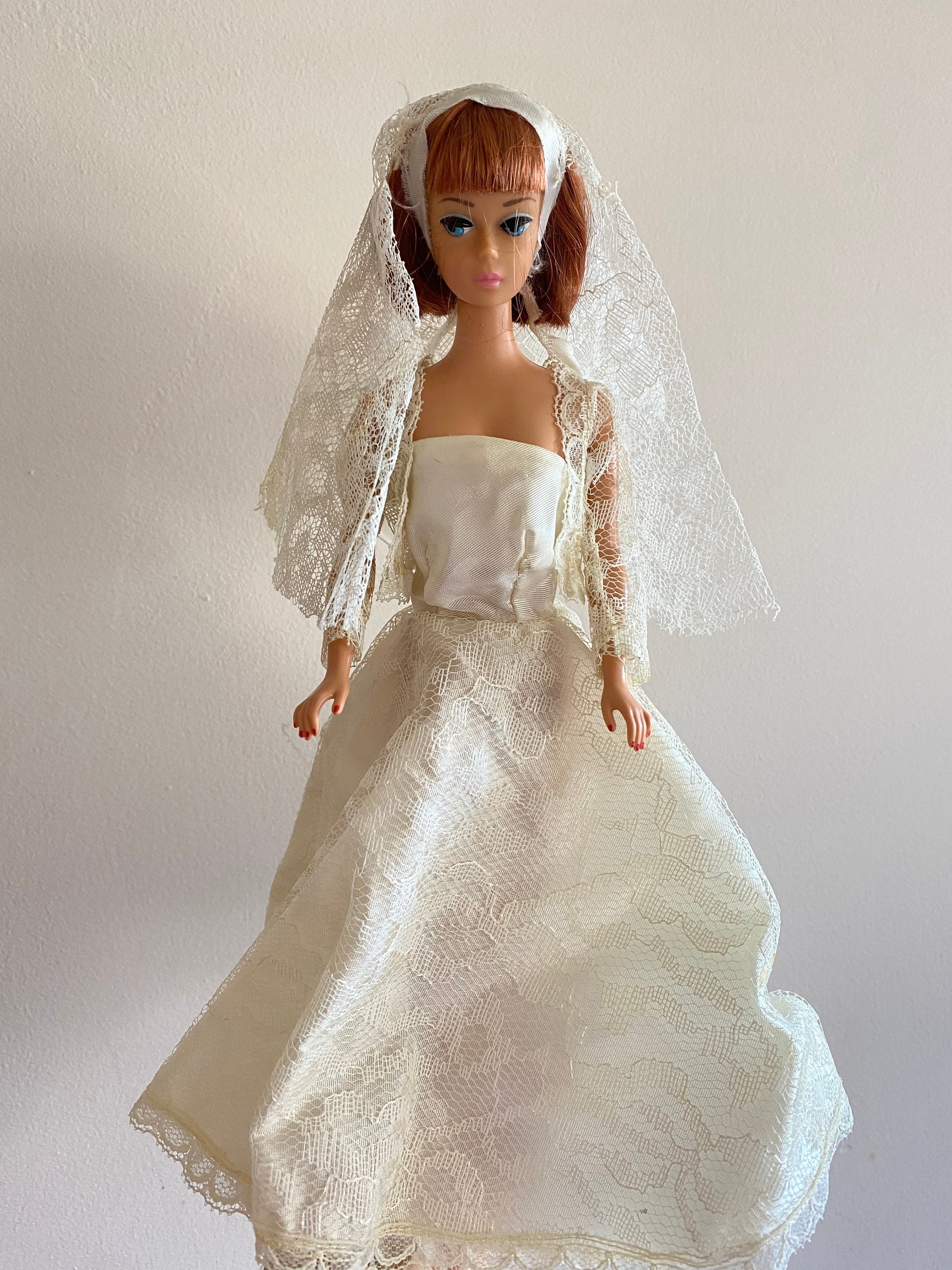 Vintage Barbie Clone White Satin and Lace With - Norway