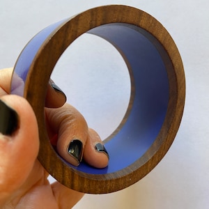 Gorgeous  MARIMEKKO 1.5&quot; Thick Wood and Resin Bracelet, Finnish Jewelry