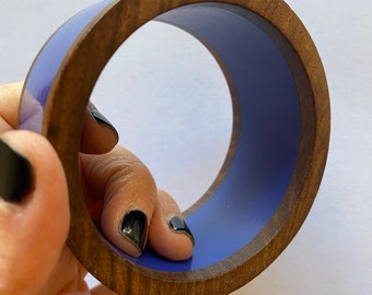 MARIMEKKO Wood Resin Bangle Bracelet, Finnish Jewelry